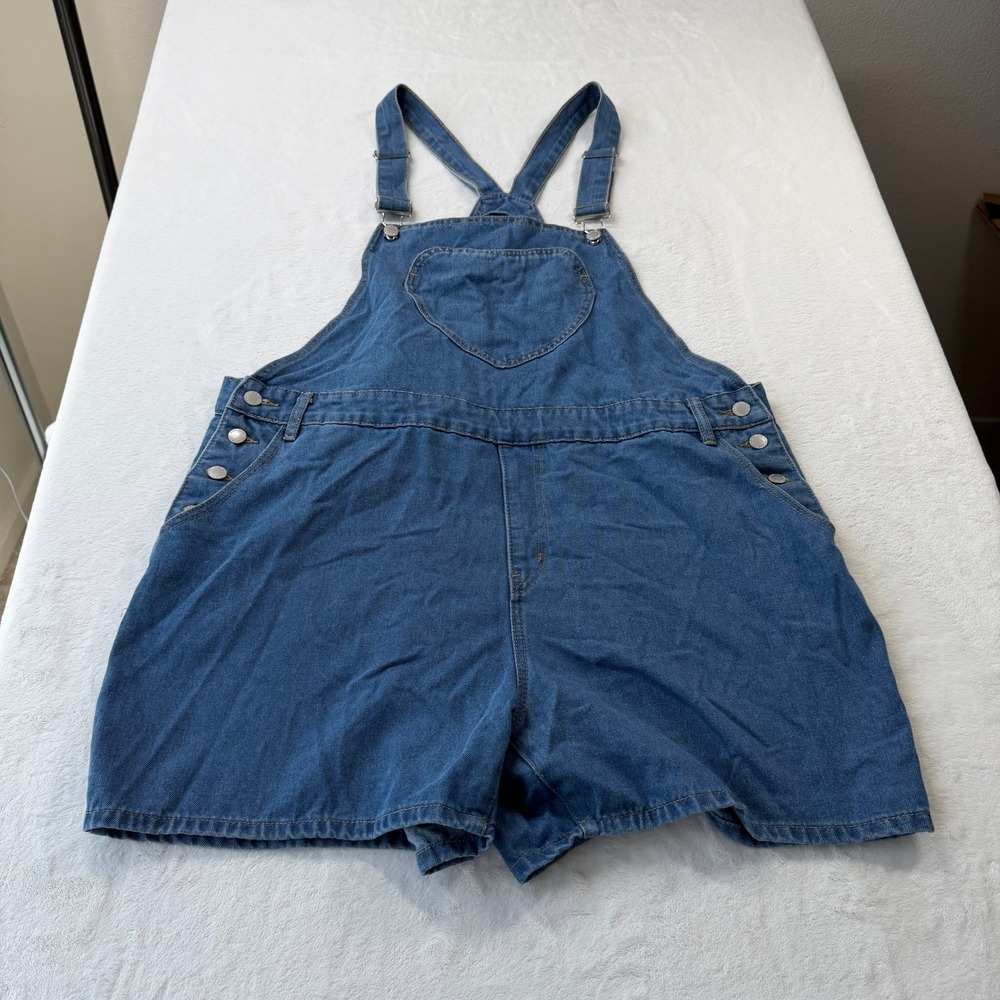 SHEIN Denim Shortalls Womens 3XL Blue Excellent Heart Pocket Plus Size Romper
